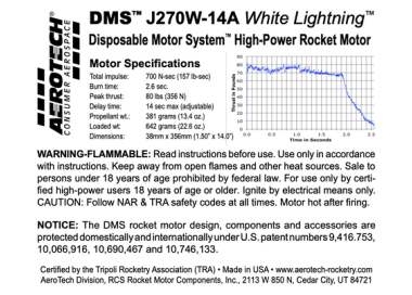 J270W-14A 38mm x 356mm Single Use DMS 1-Motor Kit - 102714