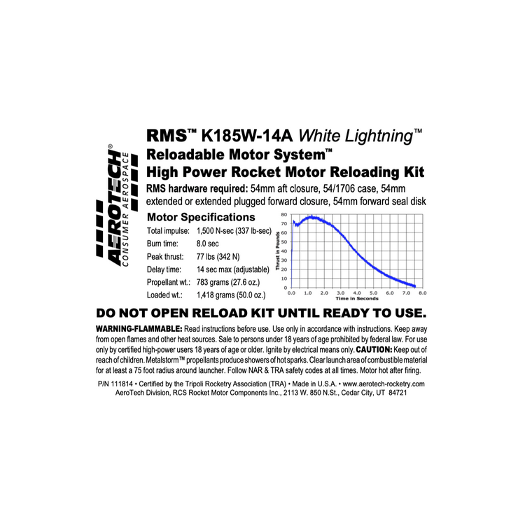 AeroTech K185W-14A RMS-54/1706 Reload Kit (1 Pack) - 111814