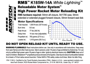 AeroTech K185W-14A RMS-54/1706 Reload Kit (1 Pack) - 111814