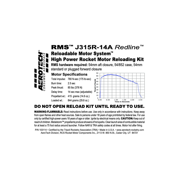 AeroTech J315R-14A RMS-54/852 Reload Kit (1 Pack) - 103114