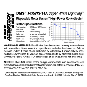 AeroTech J435WS-13A 38mm x 356mm Single Use DMS 1-Motor Kit - 104314