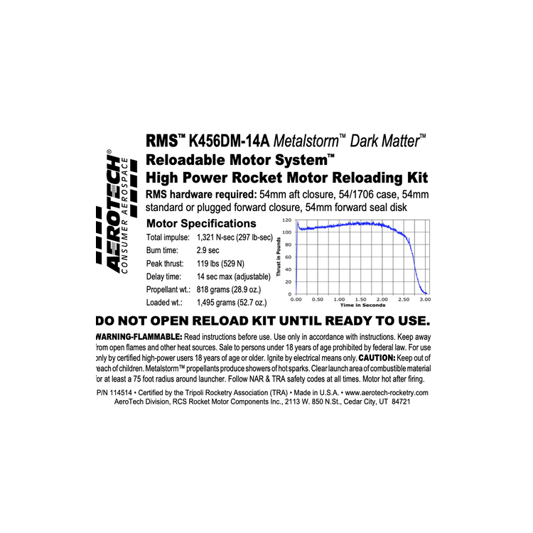 AeroTech K456DM-14A RMS-54/1706 Reload Kit (1 Pack) - 114514