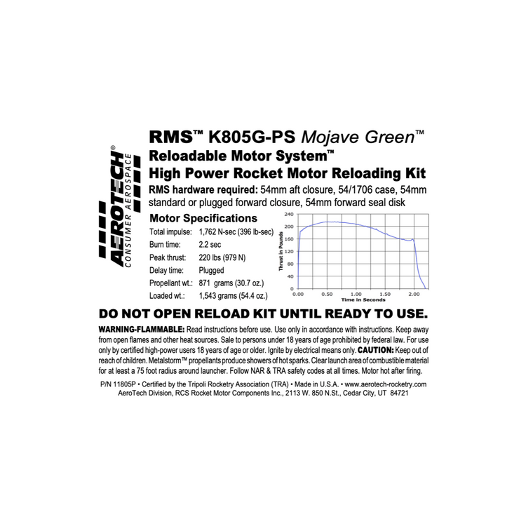 AeroTech K805G-PS RMS-54/1706 Reload Kit (1 Pack) - 11805P