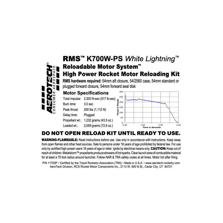 AeroTech K700W-PS RMS-54/2560 Reload Kit (1 Pack) - 11700P