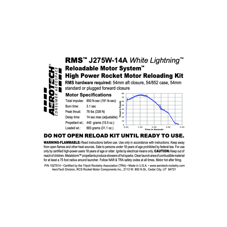 AeroTech J275W-14A RMS-54/852 Reload Kit (1 Pack) - 1027514