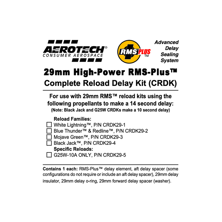 AeroTech RMS-29 G25W White Lightning Complete Reload Delay Kit - CRDK29-05