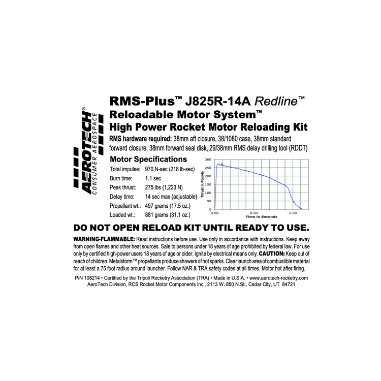 AeroTech J825R-14A RMS-38/1080 Reload Kit (1 Pack) - 108214