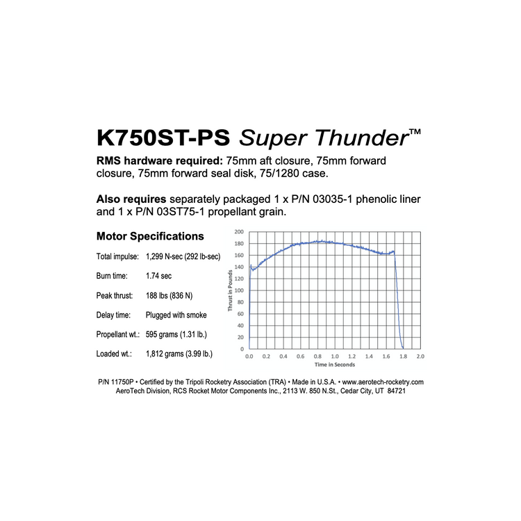 AeroTech K750ST-PS RMS-75/1280 Reload Kit (1 Pack) - 11750P