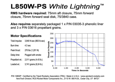 AeroTech L850W-PS RMS-75/3840 Reload Kit (1 Pack) - 12850P